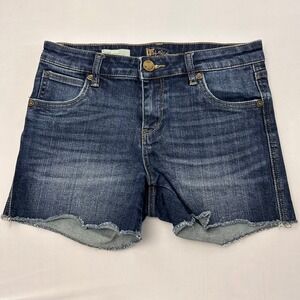 Kut from the Kloth Shorts Gidget Fray Womens 2 Blue Dark Wash Denim Cut Off